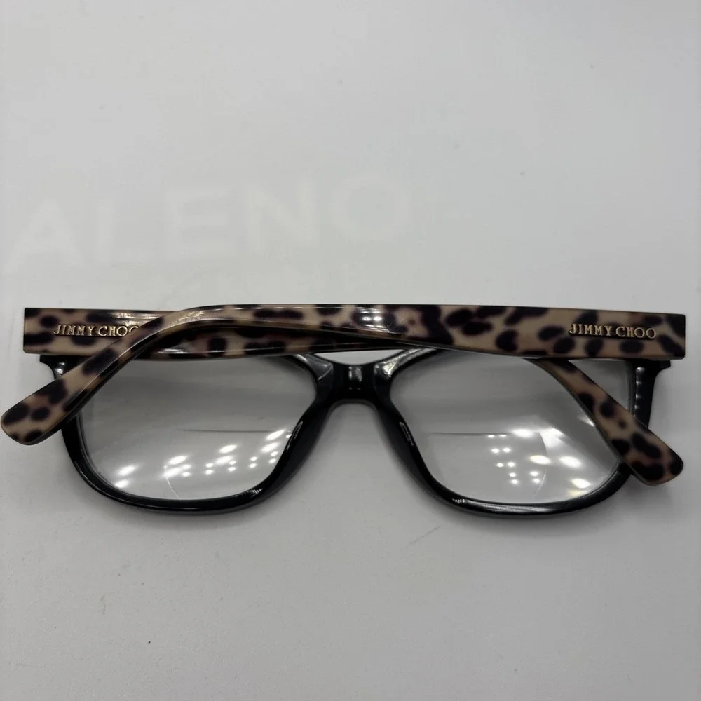 JIMMY CHOO JC146 PUE 53-15-140 EYEGLASSES BLACK/LEOPARD FULL RIM FRAME W/CASE